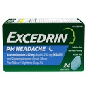 Excedrina PM para alívio da dor de cabeça, Acetaminofeno 250mg, Aspirina 250mg, Citrato de Difenidramina 38mg, Reliever Dor, Sono-Ajuda noturna, 24 Contagem