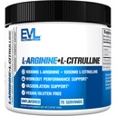 Evlution Nutrition L-Arginina + L-Citrulina - Endurance + Treino Performance Supplement - 2000mg Complexo - Vasodilatação + Óxido nítrico Suporte - Vegan + Pó sem glúten - 75 Servings