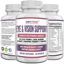 Lutein & Zeaxanthin Suplementos de saúde ocular para adultos, Natural Eye & Vision Formula w/Vitamin A, Lutein, Zeaxanthin, Bilberry Extract, Eyebright & Lycopene para Retina & Lens 60 Caps