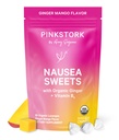 Doces de manga orgânica de cegonha rosa com vitamina B6 para doença matinal e motion, Adicionado Ginger & Vitamina B6, 1a gravidez Trimester deve ter - 30 doces embrulhados