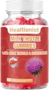 Pastilhas de cardo de leite para limpeza do fígado, Detox & Reparar Gordura Fígado Fórmula Gummies, Extrato de cardo de leite □ Antioxidante Suporte & Saúde do fígado natural, Detox de fígado, 60 Vegan Ct