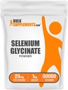 BulkSuplementos.com Pó de glicinato de selênio - Selenium 200mcg, Suplemento Mineral - Essential Trace Mineral & Gluten Free, 20mg por serviço, 1kg (2,2 lbs) (Pacote de 1)
