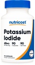 Iodeto de potássio nutricosto (KI), 90 cápsulas, 65mg Iodeto de potássio por serviço, vegetariano, não-GMO e glúten livre