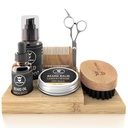 Striking Viking Beard Growth Kit - 7-Piece Set, Sandalwood Scent & Caddy - Óleo e bálsamo com escova de barba, dupla-sedimento Comb & Tesoura mais Bigode Comb para grooming & Styling