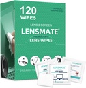 Lensmate 120 Count Lens Wipes para óculos, pré-hidratado e individualmente enrolado Eyeglass Wipes, Lens Cleaning Wipes para óculos, óculos de sol, óculos de sol e lente de câmera