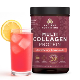 Antiguidade Nutrição Colágeno Peptídeos Pó, Proteína de Colágeno Multi, Mulheres e Homens, Vitamina C, Probióticos, Colágeno Hidrolisado, Suporta a pele, Juntas, Gut Saúde, Morango Limonada, 24 Servings