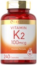 Carlyle Vitamina K2 Suplemento 100 mcg (K2 MK-4) 240 Cápsulas (Sem OGM e sem glúten)
