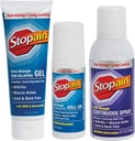 Stopain Pain Relief Combo Set (Gel, Roll On, Spray) EUA Made, Max Força Atuação rápida com HSH, Glucosamina, Mentol para Baixas Costas, Joelho, Pescoço HSA produtos analgésicos tópicos