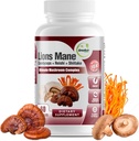 GreeNatr Suplemento de Cogumelo Completo -10 em 1 Complexo com Leões Mane, Cordyceps, Shiitake, Chaga, Turquia Coroa para apoio imunológico, memória, foco e energia natural Booster - 60 cápsulas (1 garrafa)