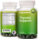 Suporte da tireóide para mulheres e homens - Suplemento da tireóide com Iodo, Vitamina B12, Ashwagandha, Suplementos de Selênio e Zinco, Certificado GMP, Formulado nos EUA, 60 Cápsulas (Pacote de 1)