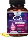 Suplemento CLA, Ácido Linoleico Conjugado 1560mg - Pílulas Suplemento CLA de força extra - Apoio Composição do corpo, Tom muscular Lean, & Energia - Cápsulas de cártamo, Sem glúten, Não-GMO - 60 Softgels