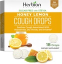 HERBION Naturals Tosse Drops, Livre de açúcar com Stevia, Suplemento dietético, Alivia a tosse, para adultos e crianças acima de 6 anos, 25 gotas Cada (18 Count of 1), Lemon mel)