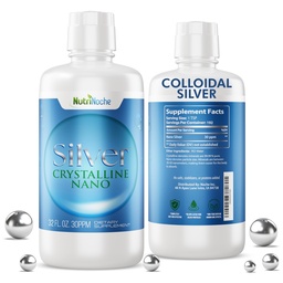 NutriNoche Colloidal Silver Mineral Liquid Supplement - 30 ppm - 32 Onças - Mineral Coloidal