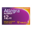 Allegra Adulto Comprimidos de Alergia de 12 horas, Medicina de Alergia Interior e Exterior, 60 mg Fexofenadina HCI Anti-histamínico, 12-Count