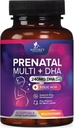 Vitaminas pré-natais com ácido fólico e DHA, apoio ao desenvolvimento do cérebro fetal com folato e Omega 3's, multivitamina pré-natal para mulheres, vitamina A, C, D, B6, B12 & ferro, suplemento de gravidez - 60 Softgels