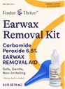 Foster & Thrive Earwax Removal Kit, amacia e solta excesso de cera auricular, seguro, gentil e não irritante, Peróxido de carbamida 6,5%, inclui gotas e orelha Seringa Bulb, 0,5 Oz