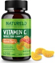 NATURELO inteiro alimento vitamina C chicletes, Vitamina C de cereja de Acerola, Suplemento com base em plantas, 60 Vegan-amigo chicletes