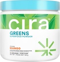 Cira Daily Greens - Naturalmente adoçado, espirulina orgânica Superfood em pó com Premium, antioxidante-rico Ingredientes para Debloating, Digestion, & Energy - Mango, 30 Servings
