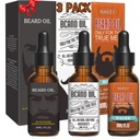 3 Pack Beard Oil para homens, Condicionamento e Hidratação para Melhor Crescimento de Barba - Conjunto de presentes (fengyin Green Tea / Movimento Glamour / Azul)