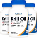 Nutricost Krill Oil 1000mg; 60 líquidos Softgels (3 garrafas) - Omega-3 EPA-DHA
