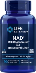 Extensão de vida NAD+ Regenerador de células e Resveratrol Elite, 90 Veg Caps