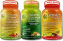 Completo Antioxidante e Imune Suporte Pacote - Vitamina lipossomal C 1500mg + Glutationa lipossomal 500mg + Quercetina com bromelaína, zinco e vitamina C – Vegan, Fórmulas de Absorção melhoradas