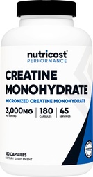 Nutricost Creatina Mono-hidratada 3.000mg, 180 Cápsulas (750mg Por Cápsula) - Glúten Livre, Não-GMO