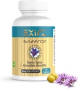 EXIR Suplemento de Saffron apoia foco, hábitos alimentares saudáveis, humor, metabolismo, 60 comprimidos