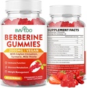 Gummies berbere, açúcar livre 2000mg alta potência Berberine HCI Suplemento, além de canela de ceilão, cardo de leite para mulheres e homens, sistema imunológico e suporte ao metabolismo - 60 chicletes