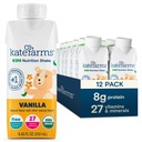 KATE FARMS Organic Kids Nutrition Shake, Baunilha, 8g de proteína, 27 vitaminas e minerais, Bebida de substituição de refeições, Shake Protein, Gluten Free, Non-GMO, 8.45 Fl oz (Pacote de 12)