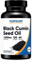 Óleo de semente preta de nutricost (Cumin) - Frio prensado, fonte de ômega 3 6 9-120 Softgels, 1000mg por serviço, 60 Servings - Não-GMO e sem glúten