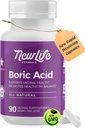 NewLife Naturals - Supositórios vaginais de ácido bórico grau médico - 600mg - 100% Pure Womens pH Balance Pills - Infecção de levedura, BV - 90 Cápsulas: Feito em EUA