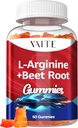 L Suplemento de Arginina Beterraba Gummies raiz - Dupla Força, Energia Boost, Suporte à circulação e resistência, Suplementos de beterraba mastigáveis orgânicos para homens e mulheres, Gummy Vegan, Não-GMO, Açúcar-livre