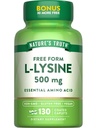Nature's Truth L-Lysine 500mg □ 130 Caplets revestidos □ Forma livre □ Essential Amino Acide Vegan, Non-GMO, & Suplemento sem glúten
