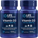 Extensão de vida Vitamina D3 125 Mcg (5000 Iu) – Promove a saúde óssea, saúde cerebral e função imunológica – Não-GMO – Gluten-Free – Dois Pack – 2 x 60 Softgels