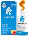 Healthycell Calm Mood Daily Liquid Supplement - Cortisol Manager & Mood Support Supplement for Stress with Ashwagandha, L-Theanina, Magnésio, 5-HTP, GABA & Saffron - 14 Gel Packs