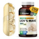 BIO KRAUTER Lions Mane Supplement Cápsulas 1800 mg - 250 Conde - Vegan Lions Mane Powder Supplement for Brain Support - 3 Month Supply - No Fillers