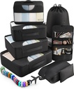 Veken 10 Set/8 Conjunto de cubos de embalagem para essencial de viagem, Mala Organizador Sacos em 4 Tamanhos, Carregar Acessórios Bagagem com grande Lavandaria e saco higiénico, Must-Have for Airplane, Road Trip & Camping