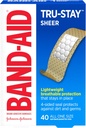 Band-Aid marca Tru-Stay Sheer tiras adesivos faixas esterilizadas para primeiros socorros e proteção de feridas, individualmente embrulhado ferida cuidado faixas para cortes menores e raspas, todos de um tamanho, 40 quilates