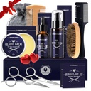 Lionmane Beard Care Kit de presentes de Natal para homens, Bigode Barba Balm Kit-Beard, Lavagem de barba, Óleo de barba, Escova, Tesoura, Aniversário de aniversário Presentes de Ação de Graças para marido / namorado / pai / ele