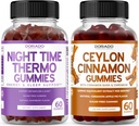 Hora da noite Queimador de gordura (60 chicletes) Perda de peso & Metabolismo Framboesa saborosa Melatonina Suplemento e Ceilão Canela (60 Cápsula) Digestão Global Wellness Support Supplement - Vegan & Made in USA