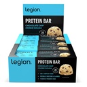 Legion Chocolate Chip Cookie Bar Proteína - 100% Whey Protein Bars Baixo açúcar alta proteína com fibra prebiótica - sem soja, sem glúten, naturalmente aromatizado, baixo teor de gordura, barras de proteína alta (12 contagem)