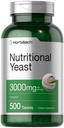 Horbaach Nutritional Yeast Tablets 3000mg Contagem 500, com B12, B1, B2 e Niacin , sem OGM e sem glúten Suplemento