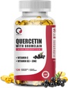 Quercetin 1000mg com bromelaína, vitamina C & D3, zinco, bromelaína Quercetin Suplementos para homens e mulheres, Não-GMO e glúten, 120 Cápsulas