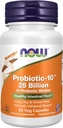 Now Foods Supplements, Probiotic-10TM, 25 bilhões, com 10 Probiótico Strains, Dairy, Soy e Gluten Free, Strain Verified, 50 Veg Cápsulas