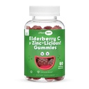 Elderberry Zinc Gummies - Sambucus Orgânico Elderberry Gummies com Zinco e Vitamina C - Vegan Immune Support para Adultos e Crianças - Chewable Elderberries Suplementos para Immunity Boost - 60 Gummies