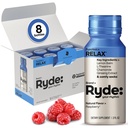Ryde: Relaxar Tiro de framboesa sabor de limão, L-Theanina, Ginseng & Camomila , 0 Calorias, 0 Açúcar , 2 FL OZ Shots , Ajuda você a relaxar * (8 Pack)