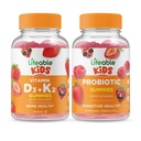 Vitamina D3 viva + Vitamina K2 Crianças + Probiótico 2 bilhões de UFC Crianças, chicletes Bundle - Grande degustação, Suplemento Vitamina, Sem glúten, GMO livre, chiclete mastigável