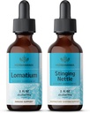 Kit de gotas líquidas de ervas HERBAMAMA - pacote de extrato de raiz de lomácia e tintura de urtiga do Stinging Nettle 2 fl oz - Vegan, Não-GMO, Açúcar & Álcool - 2 Pack
