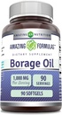 Formulas surpreendentes Borage Oil Supplement 2000 Mg Per Serving □ Softgels □ Não-GMO □ Gluten-Free □ Made in USA (1 Pack, 90 Count)